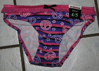 NWT Girls STEVE Purple & Pink Striped w/Peace Signs Bikini Underwear