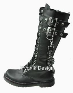 Demonia Disorder 403 goth gothic punk combat knee high boots studs men