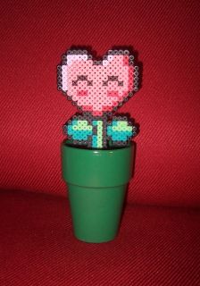Nintendo Super Mario Valentine Heart Flower Perler Bead Sprite