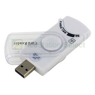 USB 2.0 Phone Sim Card Cell+Mini Micro SD Memory Card Reader White