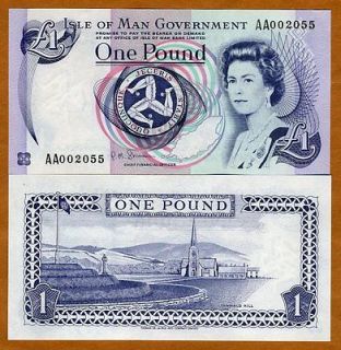 Isle of Man, 1 pound, ND (1983 issue, 2009 version), P 40 (40c), AA