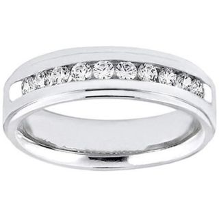 90 CT Channel Set Mens Diamond Band in 14k White Gold New