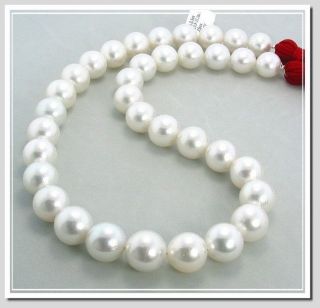9MM   13.1MM White South Sea Pearl Necklace 14K Diamond Clasp 18, NEW