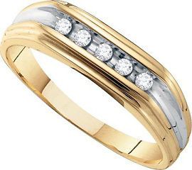 Gold Round Diamond Mens 2 tone Wedding Band Ring Sizes Masculine New