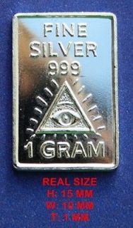 Newly listed 1 bar x 1 GRAM 999.Fine Pure SOLID SILVER BULLION BAR All
