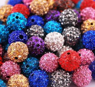 Stylish 10Pcs Shiny Ball Round Crystal Rhinestone Jewelry Spacer Beads