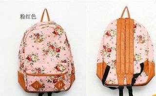 Girls Floral Canvas School Book Satchel Travelling Backpacks Rucksack