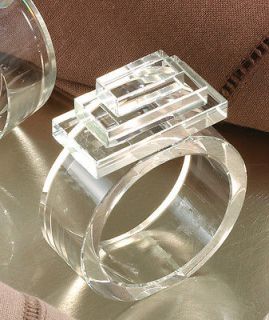 Crystal Multi layered Diamond Ring Design Napkin Rings   Set of 4 New