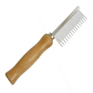 Dog Grooming Comb Rake Brush Wooden Handle Massage Detangle