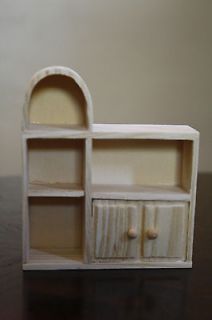 Miniature KITCHEN DINING HUTCH Cabinet UNFINISHED Wood Paint 1:12