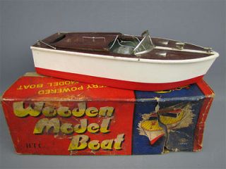 Vintage MM Japan TOY TIME HTC Wooden Model Boat B/O #81
