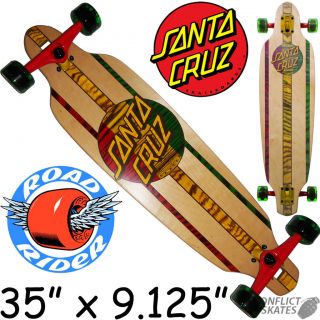 SANTA CRUZ Drop Thru Rasta Longboard Skateboard Road Rider 9 1/8 x