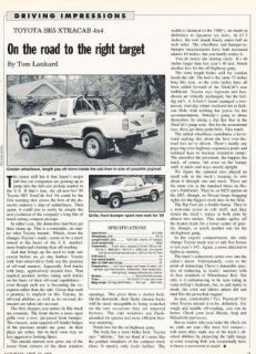1989 Toyota Xtracab Truck 4x4 Road Test Classic Article