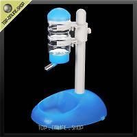 One piece Pet Dog Cat Water Food Stand Blue Plastic Bottle Feeder Dish