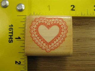 SMALL HEART DOILY BY RUBBER STAMPEDE WEDDING VALENTINE Rubber Stamp