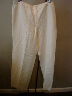 New RENA ROWAN Ivory Color Linen/Rayon Dress/Career/W ork Pants 16 NWT