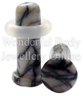 Agate SINGLE Flare Round Ear Plug gem stone Oring 7 sizes 3mm 12mm