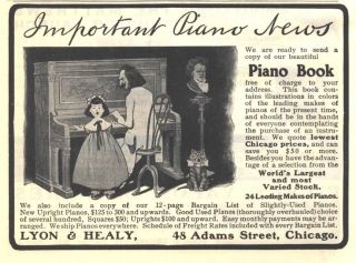 1903 b ad lyon healy piano humorous squalling cat beethoven bust