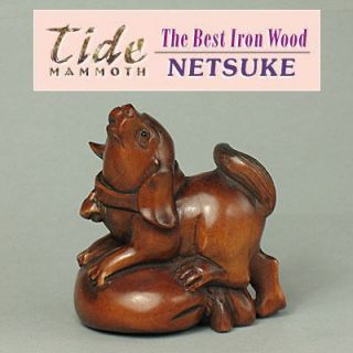 Boxwood Wood Netsuke BEAGLE DOG Figurine WN436 SALE