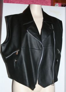Womens Clothing   Black Leather Look Vest   Size Large   PVC   By