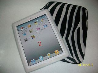 Ipad Zebra Bundle Soft Zip Sleeve Bag Silicone Back Case Cover Earbuds