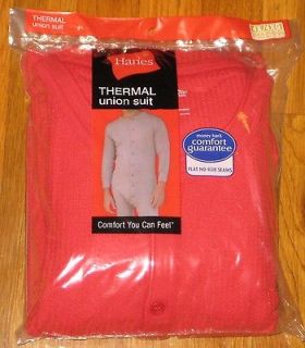 New Hanes Men’s Union Suit Thermal Long Johns Hunting 22806 Red 4XL