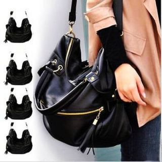 New Fashion Korean Hobo PU Tassel Leather Handbag Shoulder Bag Large