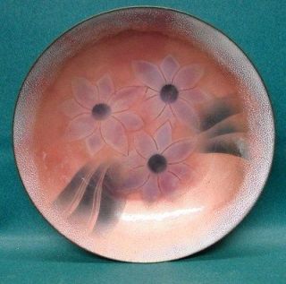 Large Vintage Edward Winter Copper on Enamel Floral Bowl