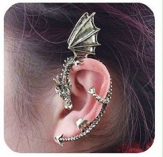 Punk Rock Temptation Metal Wrap Fly Dragon Ear Cuff Clip Earrings