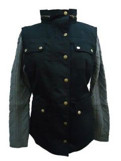 AKA New York Womens Black Army Jacket with Knit Arms Size Large