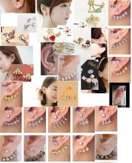 korea piercing crystal rhinestone ear wrap cuff stud earrings cute new