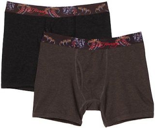 Ed Hardy Black   Charcoal Mens Panther 2 Pack Boxer Brief