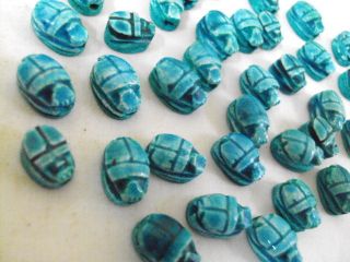 Scarabs Pendants bead Egyptian Ceramic carved 12 XXS