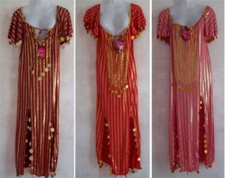 Egyptian Hand Sewn Baladi Saidi Striped Belly Dance Galabeya Dress