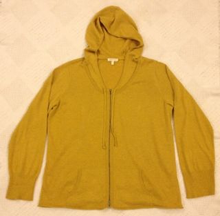 Womens Eileen Fisher Zip Up Sweater XL Mustard Yellow Organic Cotton
