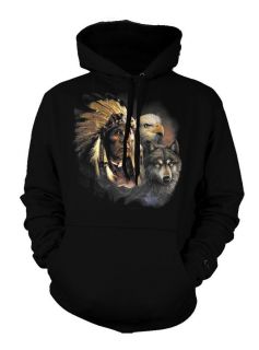 Indian Chief Wolf Eagle Native American Ethnic Hoodie