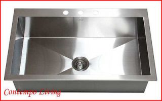 Single Bowl Zero Radius Topmount Drop In Stainless steel Kitchen Sink