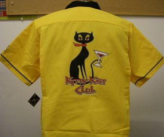 GOLD/Black KITTY KAT Club retro bowling shirt KOOL Prrr