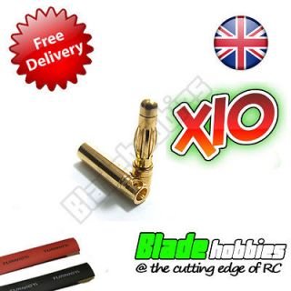 10x PAIR Of RC 4mm Gold Bullet Connector INC Heat Shrink Li po Battery