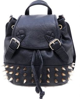 Inspired Drawstring closure Gold tone Hardware Spikes Deco Backpack