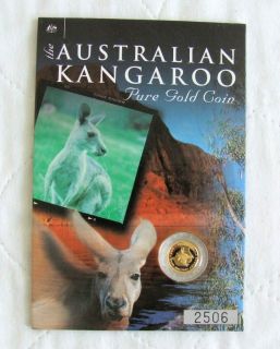 AUSTRALIA 2001 $5 KANGAROO NUGGET 1/20oz .9999 GOLD PROOF FINISH