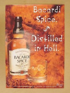 BACARDI SPICE DISTILLED IN HELL PUB HOME BAR ADVERTISING POSTER USED