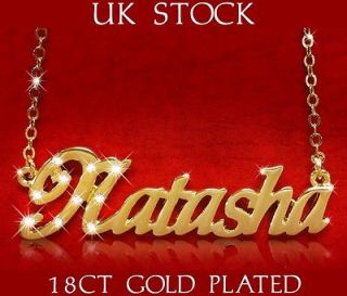 NATASHA Name Necklace 18ct Gold Plated Jewellery Mum Rose Valentine