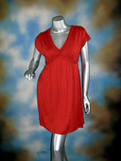 NEW $118 STUDIO M rust orange Grecian Roman style jersey dress SZ XS