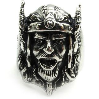 Vintage Viking Warriers Face 316L Stainless Steel Cool Mens Ring
