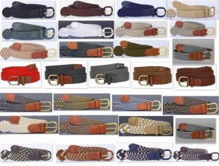 Mens Braided Stretch Belts 1 1/4 , S XL 30 Colors