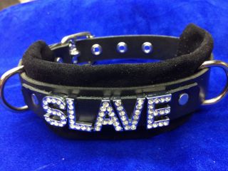 Leather choker collar Slave Choose suede color customize with any word