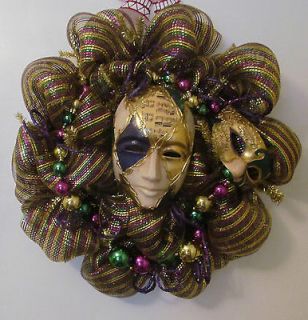 Mardi Gras Deco Mesh Wreath   Handmade