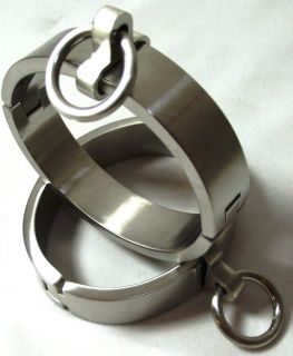 LOCKING STEEL OVAL WRIST CUFFS STEEL SHACKLES REMOVEABLE O RING SIZE
