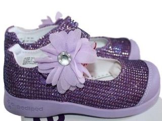 New Girl Pediped Evie Purple Sparkly Flower Mary Jane Shoe Size EU 22